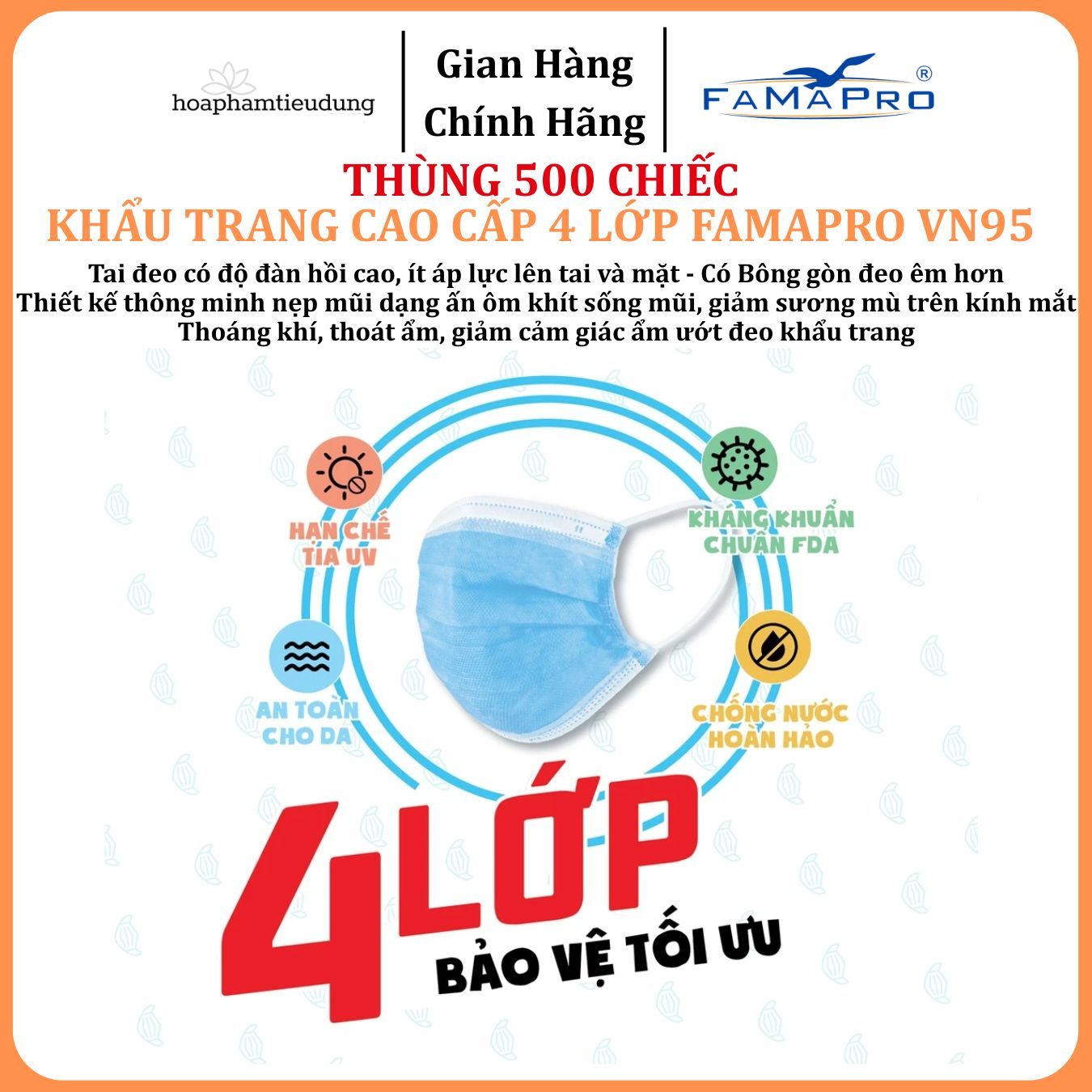  Khẩu trang cao cấp 5 lớp Famapro VN95 10 cái/hộp 