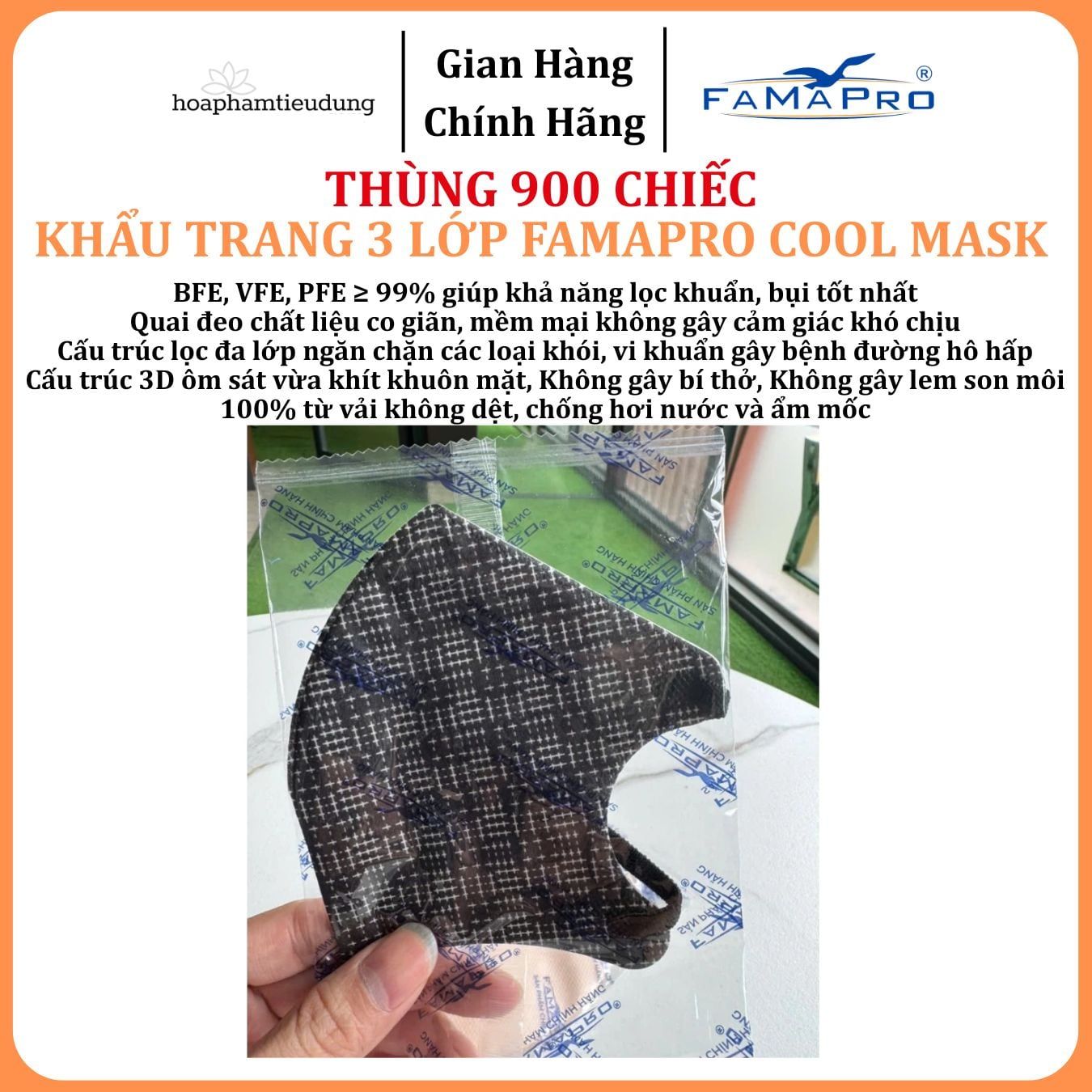  Khẩu trang cao cấp Famapro 3 lớp Cool Mask 6D Nhật Hộp 30 chiếc 