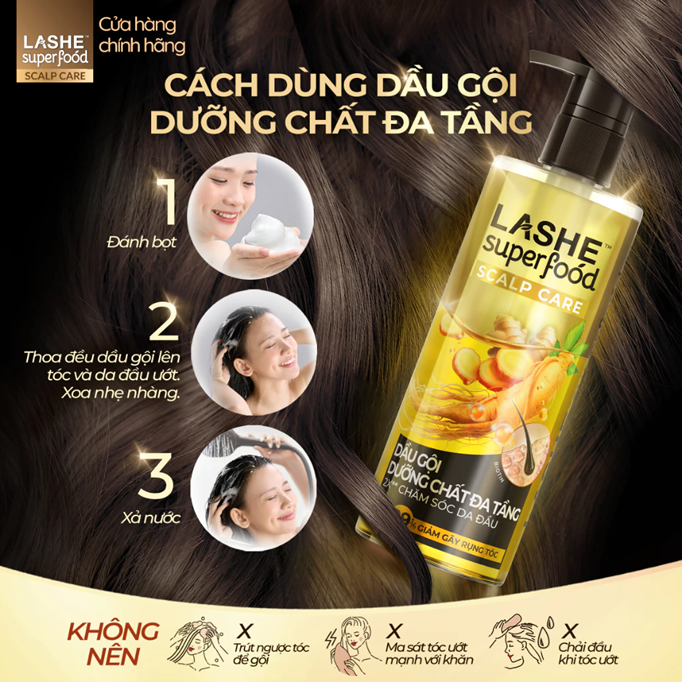  Dầu Gội Dưỡng Chất Đa Tầng LASHE SUPERFOOD SCALP CARE 285G 