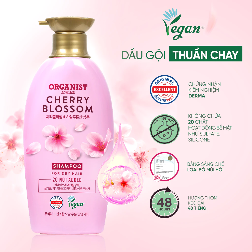  Dầu gội nuôi dưỡng tóc Organist dành cho tóc khô – Hoa Anh Đào 500ml 