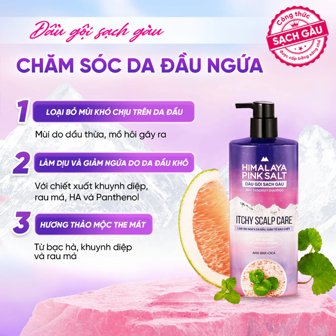  Dầu gội Himalaya Pink Salt Muối Hồng/ Da Đầu Ngứa/ Ngăn Rụng Tóc giúp mềm mượt óng ả 650ml 