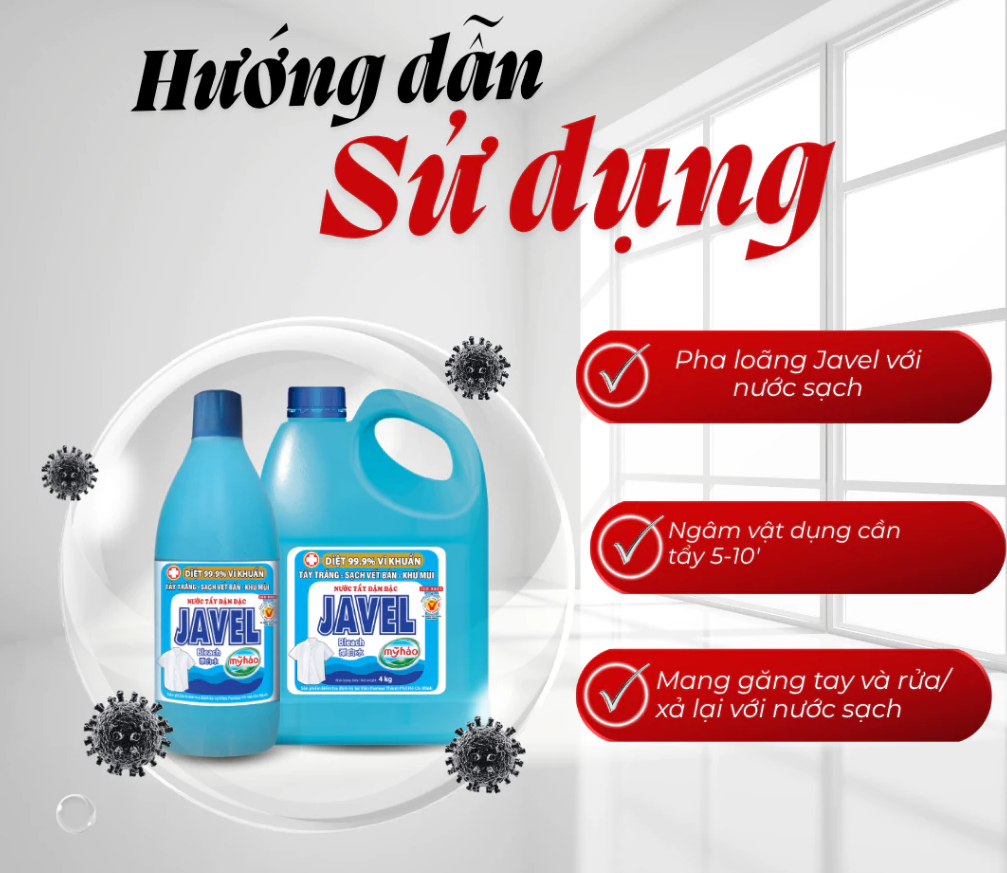  Nước tẩy trắng Mỹ Hảo Javel 300g-550g-1kg 