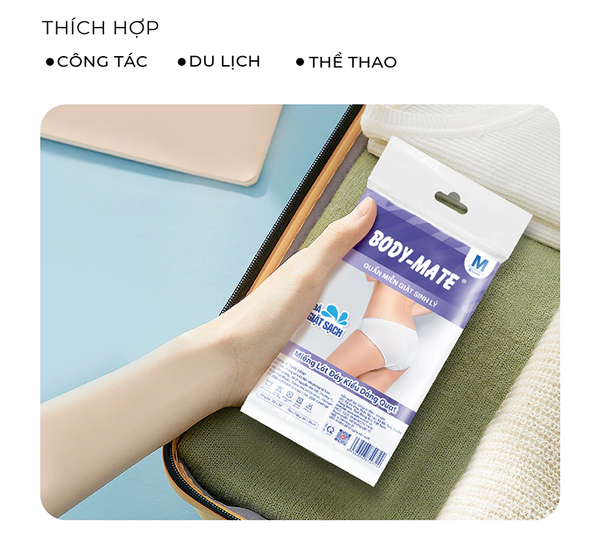  Quần Lót Miễn Giặt Sinh Lý Body-Mate Nữ, 5 Cái/Bao 