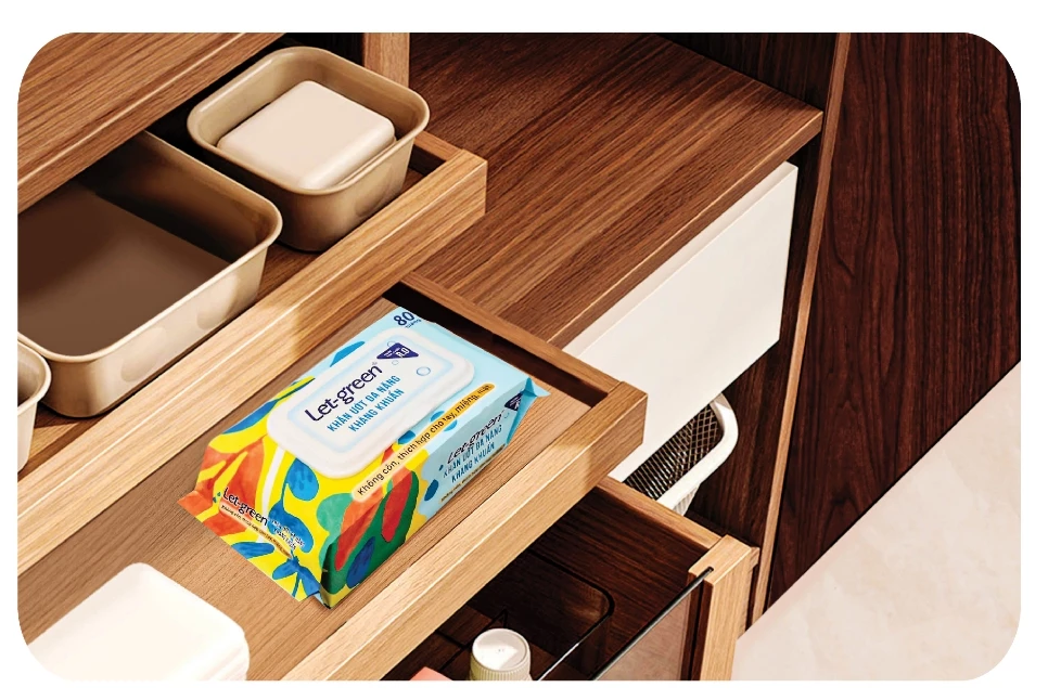  Khăn Ướt Đa Năng Kháng Khuẩn không mùi LET-GREEN, 80 Miếng/Bao 