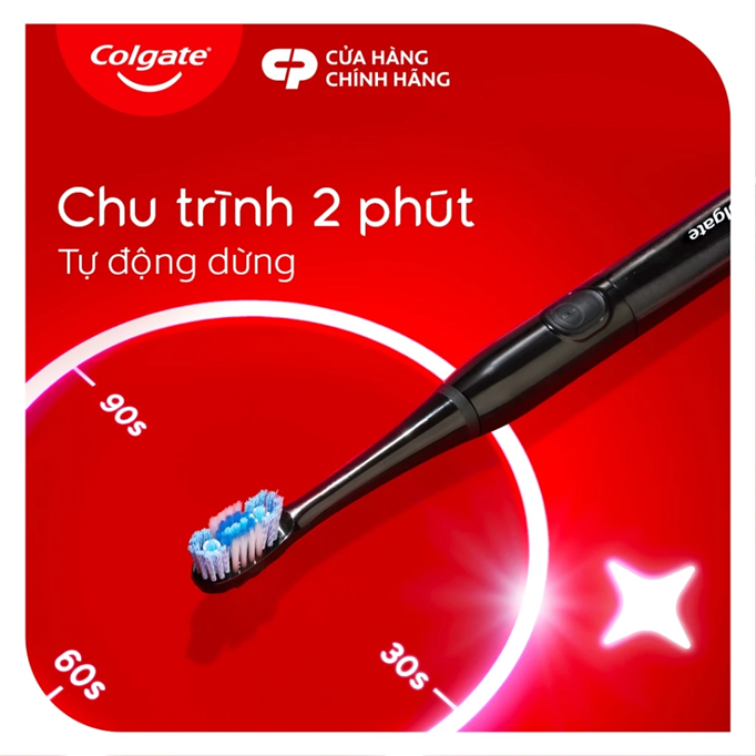  Bàn chải điện Colgate dùng pin, công nghệ sóng âm sạch mảng bám, hỗ trợ trắng răng 