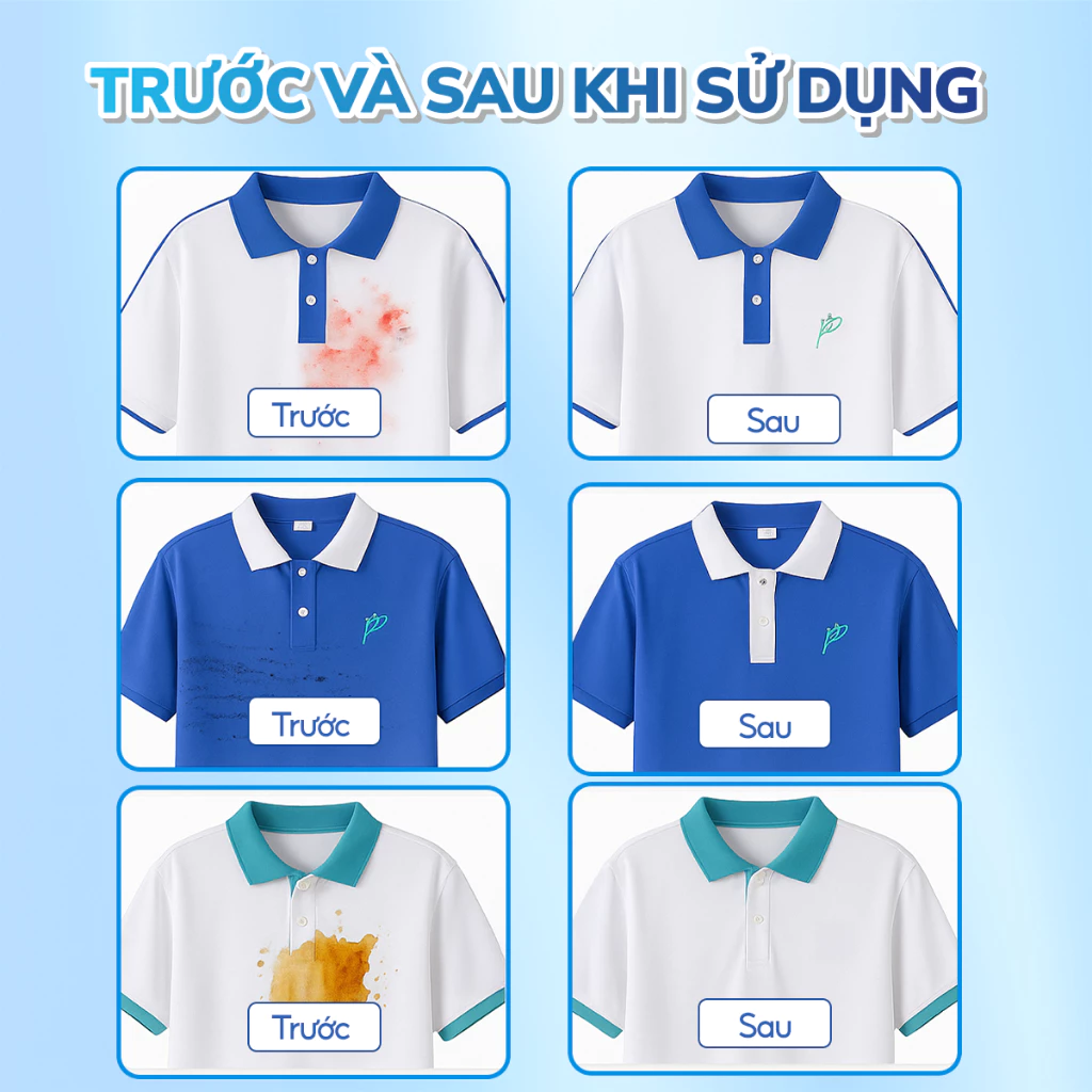  Bột Tẩy Đồng Phục CleanZ Đánh Bay Vết Bẩn, Ố Màu Giúp Làm Sạch Quần Áo Như Mới 