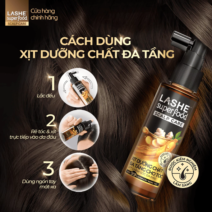  Xịt Dưỡng Chất Đa Tầng Cho Tóc Lashe Superfood Scalp Care 85ml Ngăn Gãy Rụng 