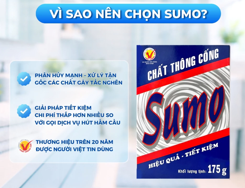  BỘT THÔNG CỐNG SUMO 175G – Thông Sạch Cặn Bã, Tóc, Rác Thải, Khử Mùi Hôi Tức Thì 