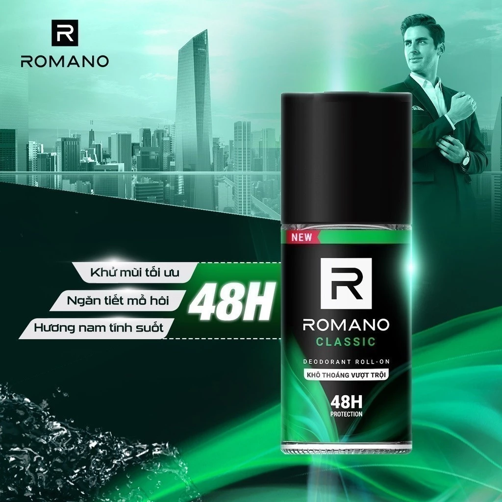  Lăn khử mùi Romano Khử mùi vượt trội, Hương nam tính suốt 48H 50ml / 65ml 