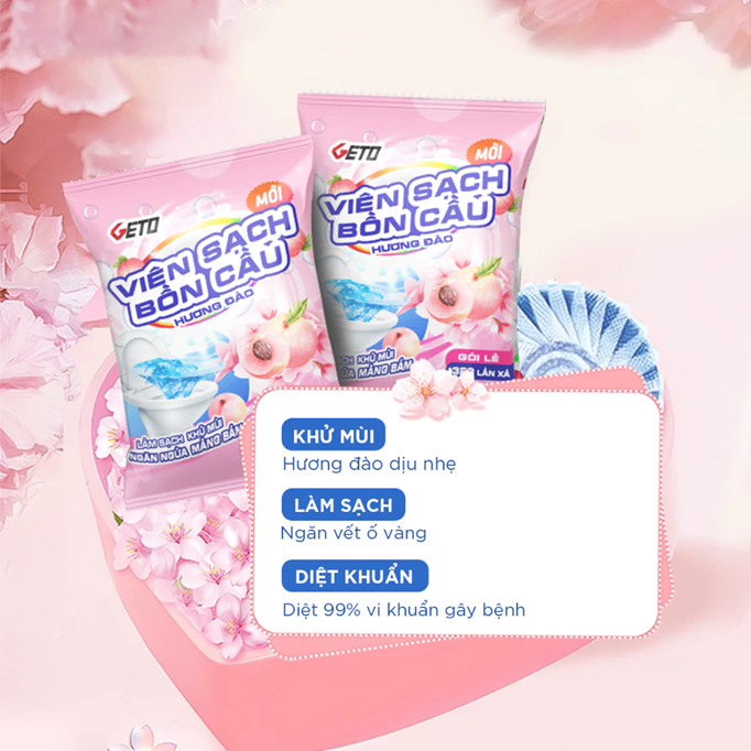  Viên sạch bồn cầu Geto viên thả bồn cầu sạch khuẩn tẩy sạch mảng bám khử mùi diệt vi khuẩn toilet 