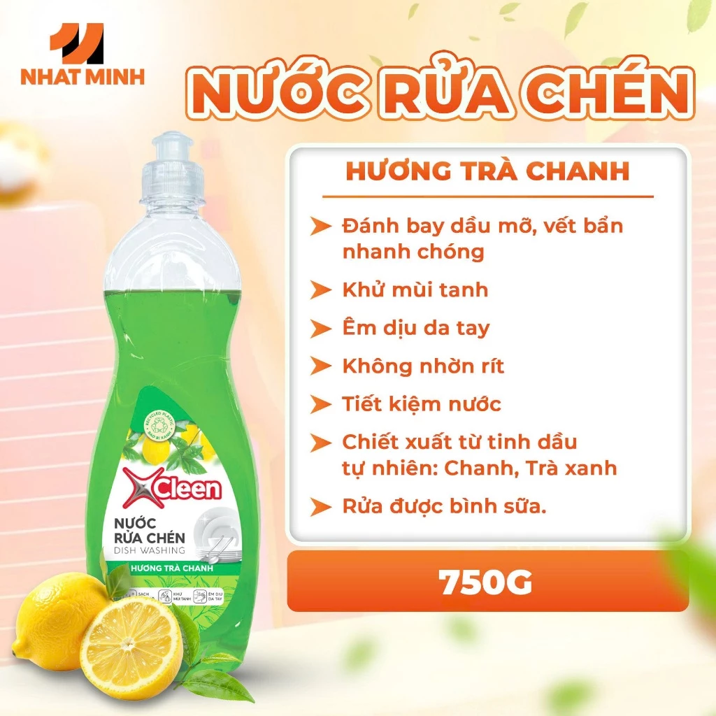  Nước rửa chén XCleen 400g/750g/3.6kg/9kg hương chanh, êm dịu da tay, khử mùi, sạch 