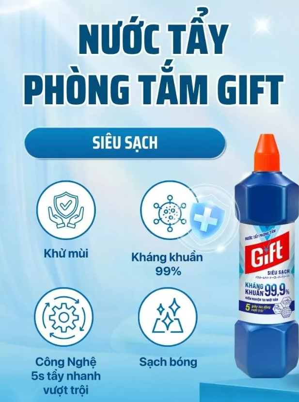  Tẩy toilet/bồn cầu Gift 900ml tiết kiệm tẩy rửa siêu sạch nhà tắm toilet bồn cầu đa năng không mùi 