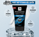  Sữa rửa mặt Romano đa tác dụng dành cho nam giới 100g: Cấp ẩm, Loại bỏ nhờn, Sáng da/Ngừa mụn/Làm sạch sâu 