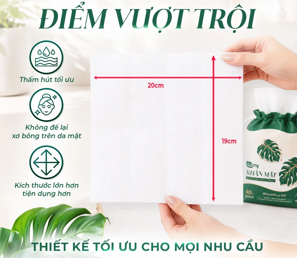  Khăn mặt khô đa năng Lamy túi rút 80 khăn không mùi mềm dai thấm hút tốt 