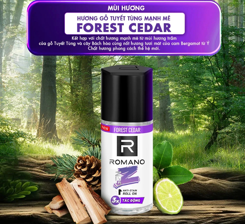  Lăn khử mùi Romano Gen Z Khử mùi vượt trội - Ngăn vệt ố vàng 40ml 