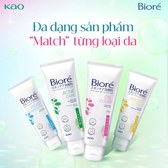  Sữa Rửa Mặt Thanh Lọc Da - Sạch Nhờn Biore 100g 