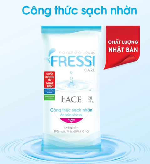  Khăn ướt chăm sóc da Fressi Care Face gói 20 miếng/gói 