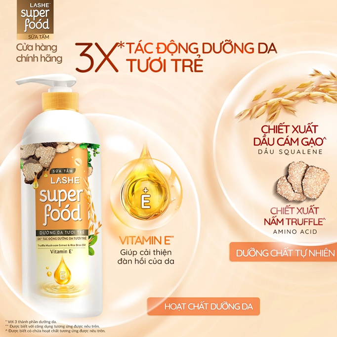  Sữa Tắm LASHE SUPERFOOD Dưỡng Da Sáng Mịn / Dưỡng Ẩm Chuyên Sâu / Dưỡng Da Tươi Trẻ 610G/ 900G/ 1.1KG 