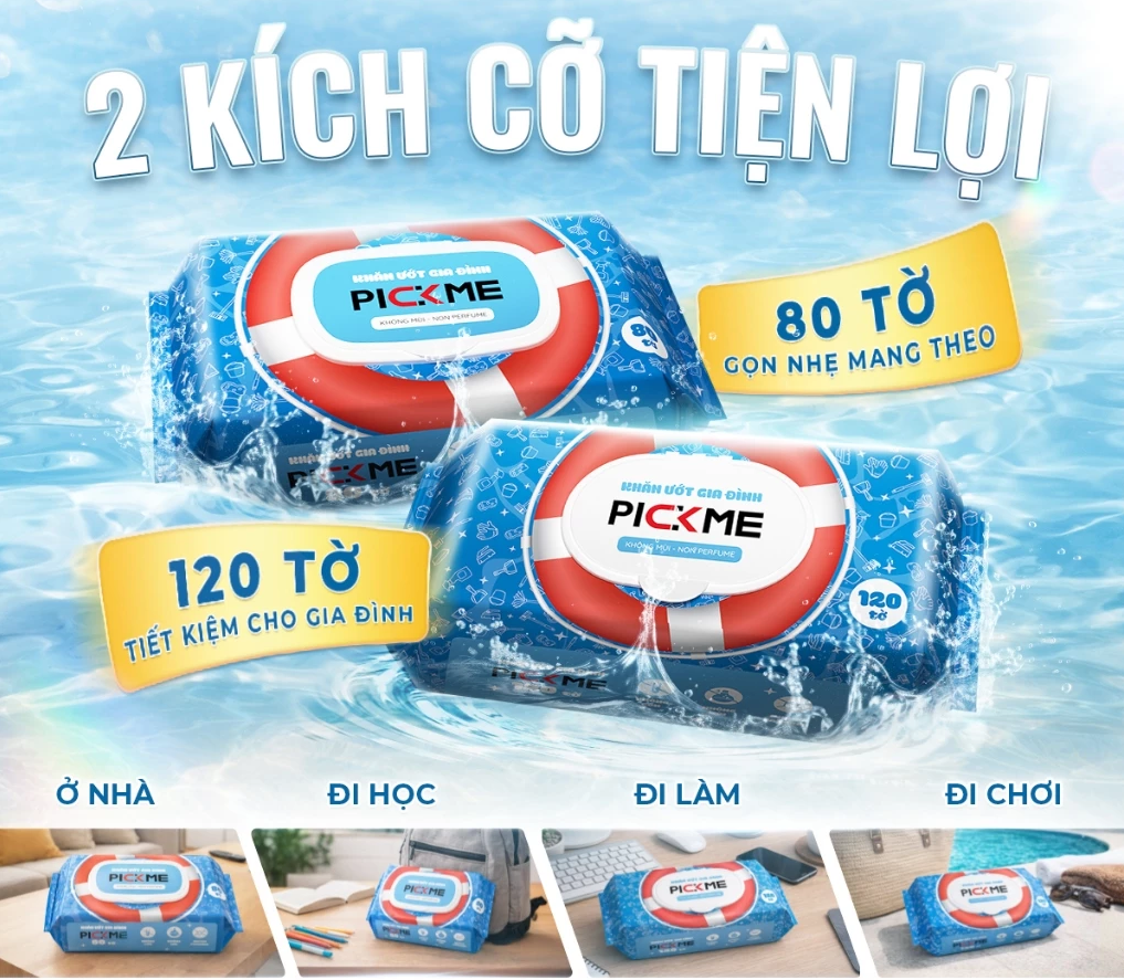  Khăn ướt PickMe 120 tờ không mùi 