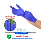  Găng Tay Cao Su Y Tế TTGLOVES Không Bột Nitrile Màu Xanh Coban Siêu Bền 4.5gr (Hộp 100 Chiếc) 