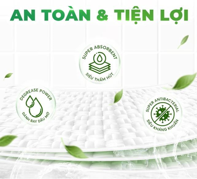  Khăn ướt lau bếp cao cấp Kitchen EcoWipes gói 42 tờ size lớn hương chanh 