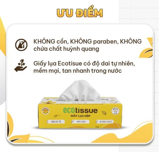  Hộp khăn giấy rút hộp giấy ăn 3 màu cao cấp EcoWipes 180 tờ không bụi vụn 