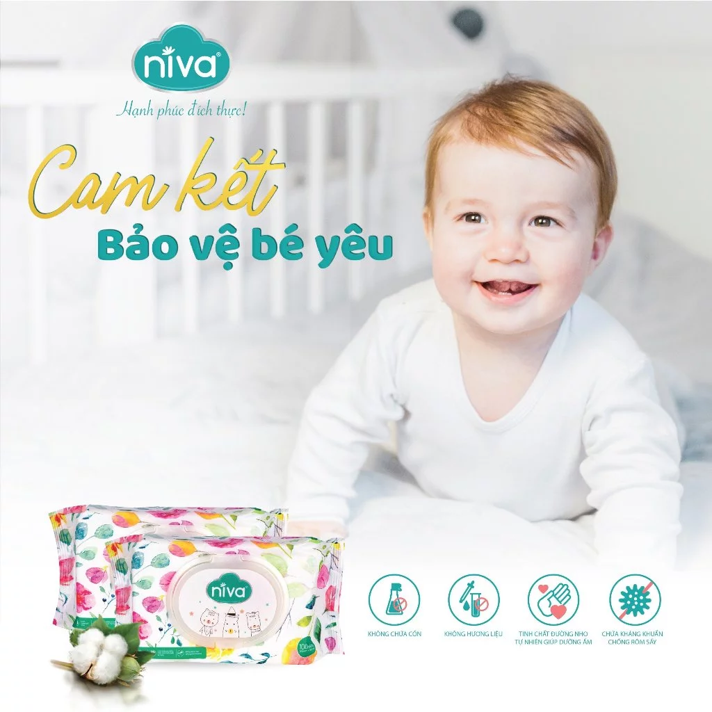  Khăn Ướt Đa Năng Không Mùi Niva 100 Tờ Tiện Dụng, Diệt Khuẩn, An Toàn Cho Trẻ Sơ Sinh Phụ Nữ Mang Thai 