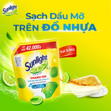  Nước Rửa Chén Bát Sunlight Chanh 100 Sạch Dầu Mỡ Đồ Nhựa Túi 3.1-3.5 Kg 