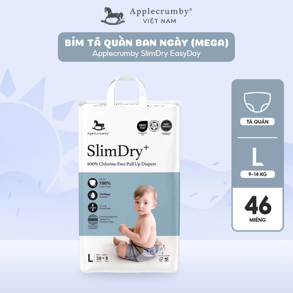 Bỉm tã quần ngày Applecrumby Slimdry Easyday Pull Ups size M - XXL thoải mái cho bé 