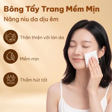  Bông Tẩy Trang Elene Cotton Dạng Vuông Cao Cấp, Mềm Mại, Làm Sạch Da GÓI 200 MIẾNG 