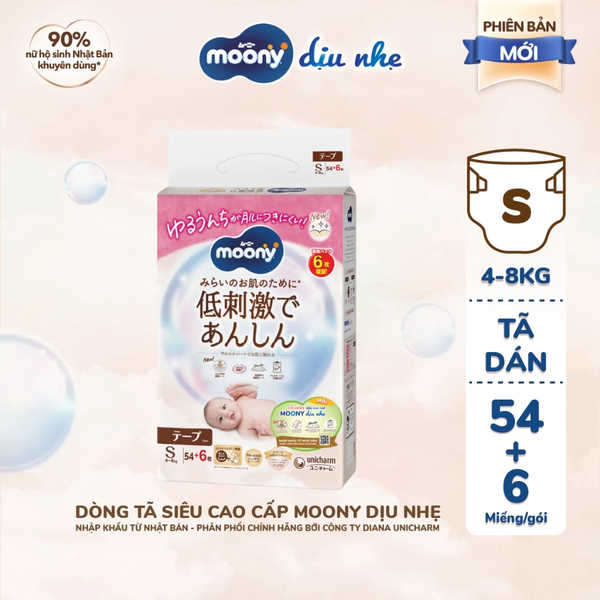  Tã dán Moony Dịu Nhẹ siêu cao cấp NB/S/M/L 