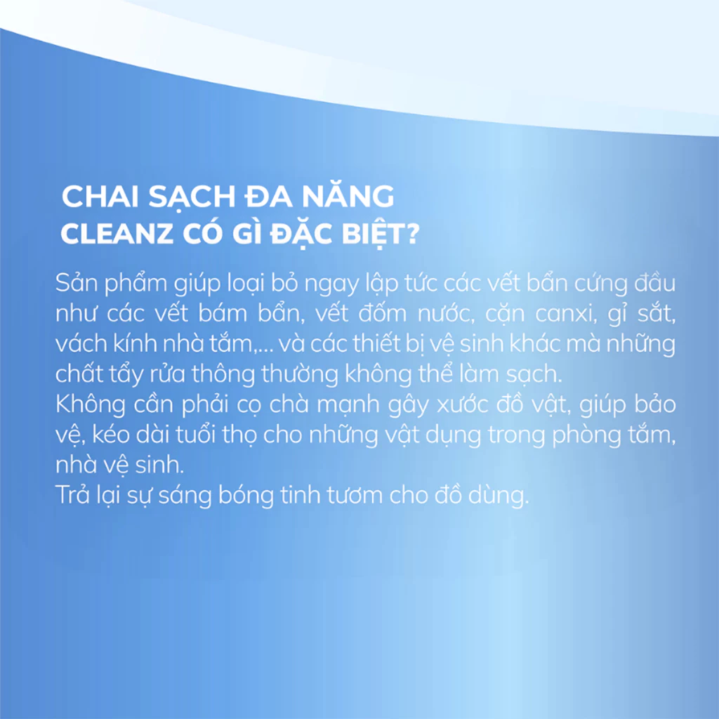 Chai Sạch Đa Năng CLEANZ hương chanh Vệ Sinh Nhà Tắm Chống Ăn Mòn Inox Vệ Sinh Vòi Rửa, Vòi Sen, Vách Kính 350-700ml 