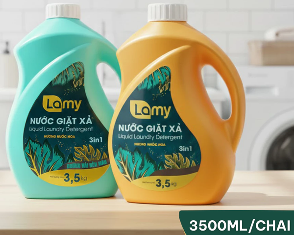 Nước Giặt Xả Lamy 3in1 lưu hương Nước Hoa, Sạch Sâu Mềm Vải Túi 2L/ Can 3.5L 