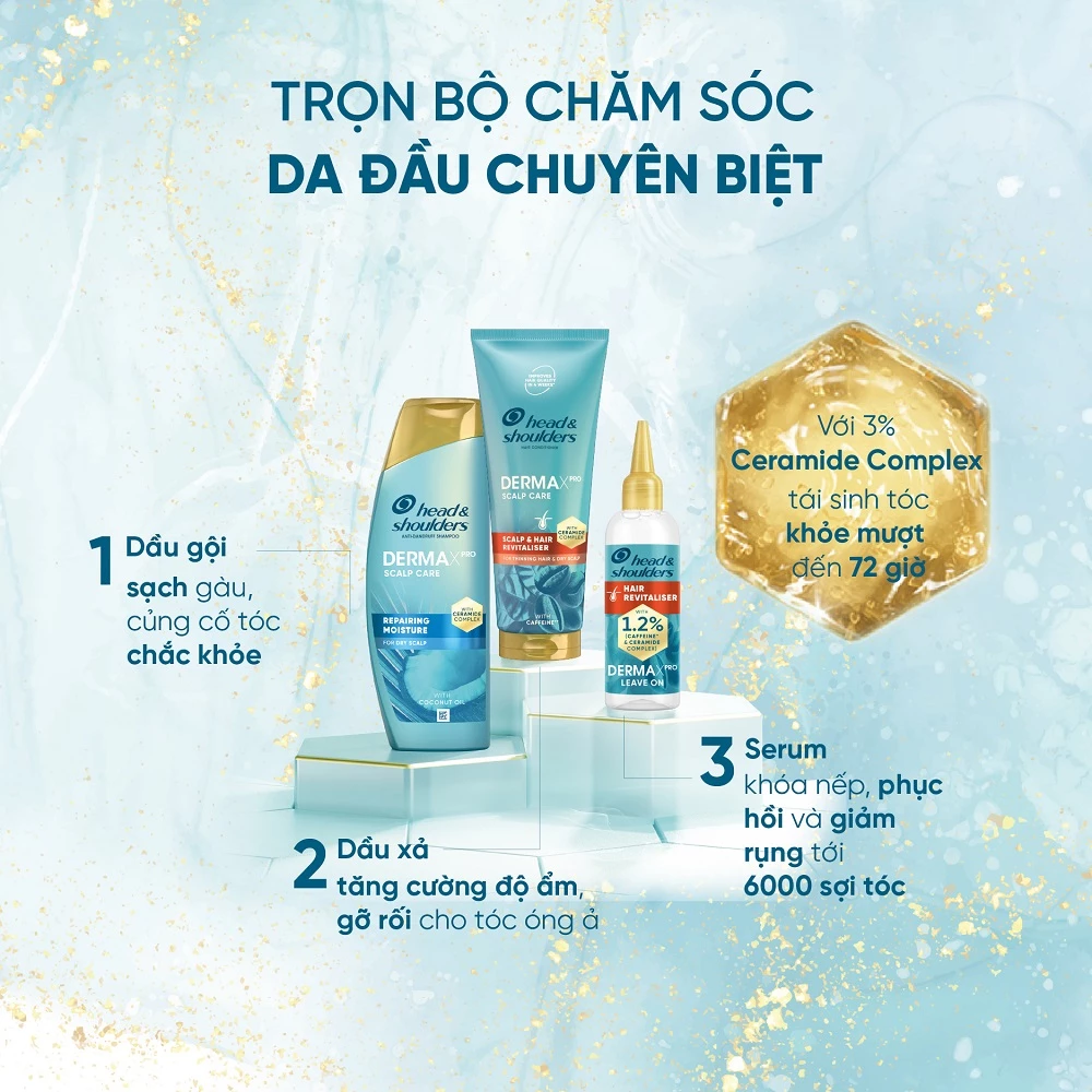  Serum H&S Chuyên Sâu DermaXpro Scalp Care Hair Revitaliser Tái Tạo Tóc Chắc Khỏe 145ml - Châu Âu 