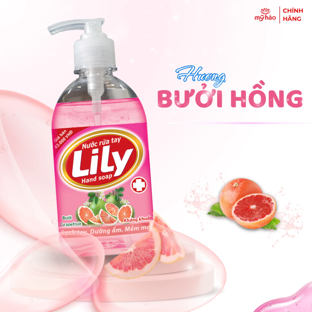  Nước Rửa Tay Dưỡng Ẩm Lily Mỹ Hảo Chiết Xuất Thiên Nhiên, Sạch Khuẩn An Toàn Chai 500 ML 