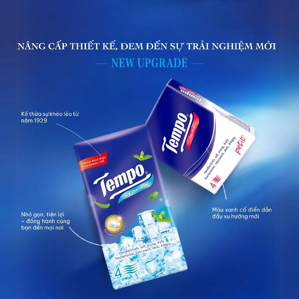  [LỐC 10 GÓI] Khăn giấy bỏ túi cao cấp Tempo Regular - 4 Lớp Bền Dai - Thương hiệu Đức - An Toàn Cho Da 