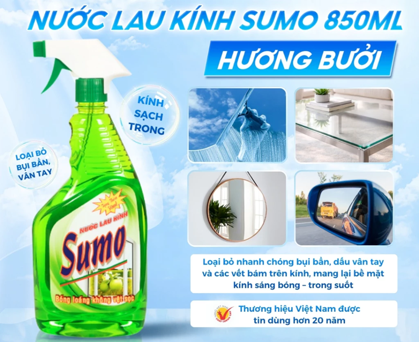  Nước Lau Kính Sumo 850ml 4 Mùi Hương tự chọn Lau Kính Ô Tô Lau Kính Bàn Ăn Lau Kính Hồ Cá 