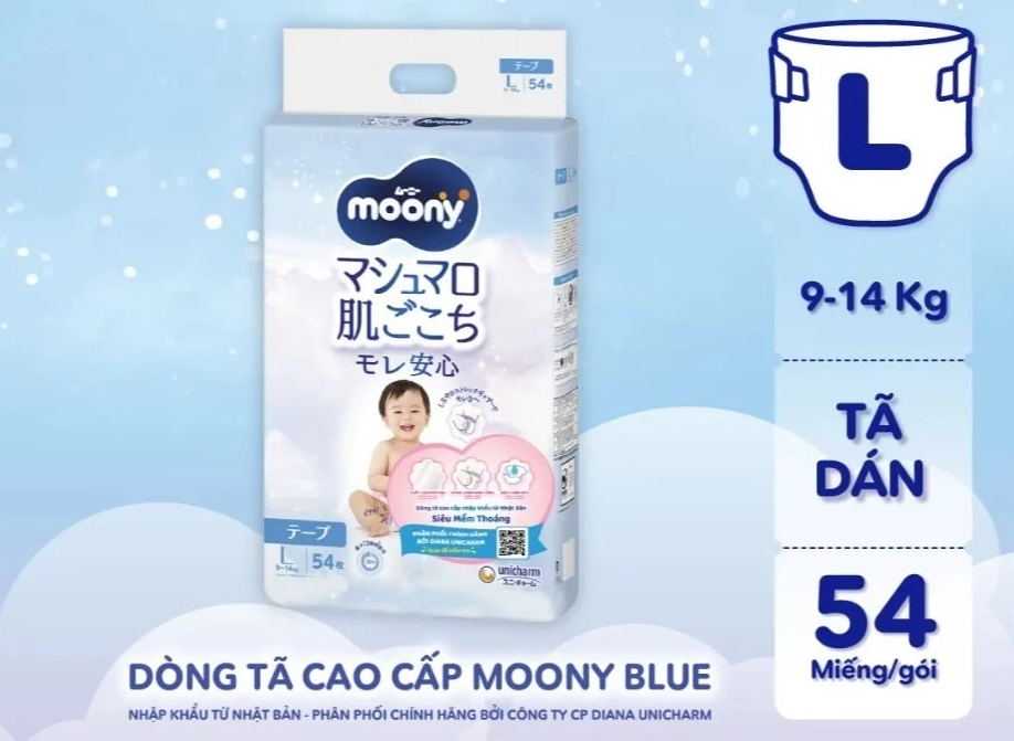  Tã dán cao cấp Moony NB/S/M/L - Nhập khẩu từ Nhật Bản 