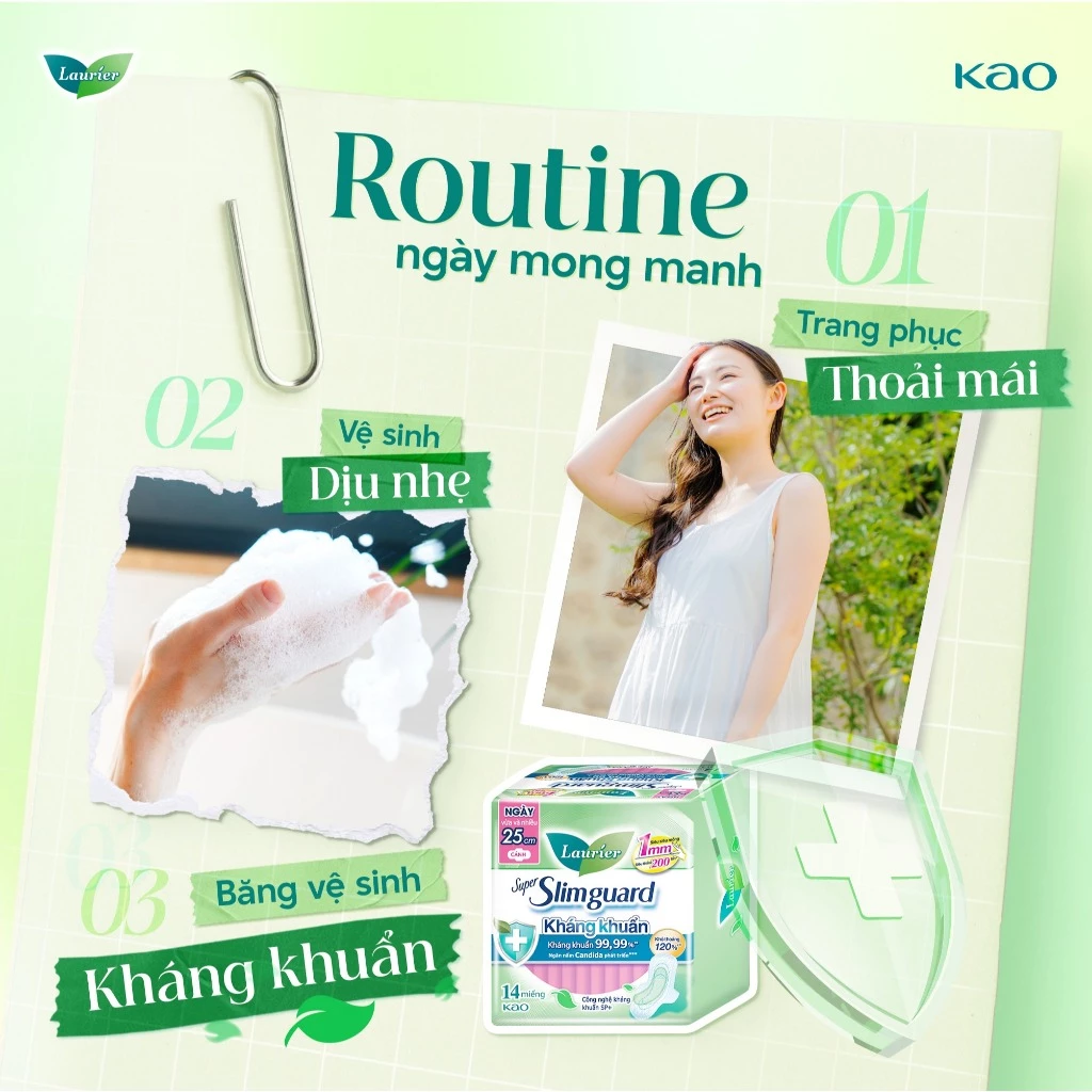  Băng vệ sinh Laurier Siêu Mỏng 1mm Kháng khuẩn 25cm 7 miếng 