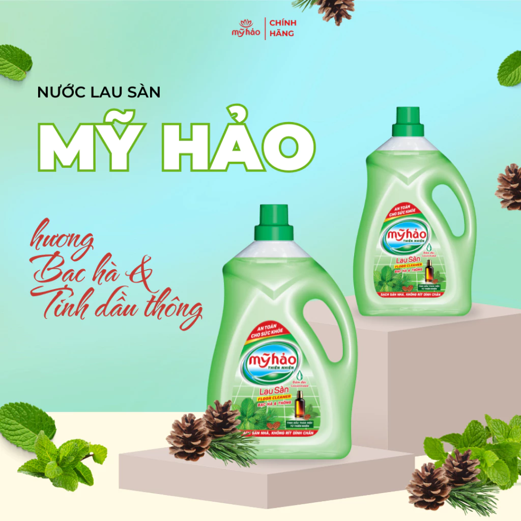  Nước Lau Sàn Thiên Nhiên An Toàn Mỹ Hảo Sạch Bóng Thơm Mát Bình 3.6 KG 