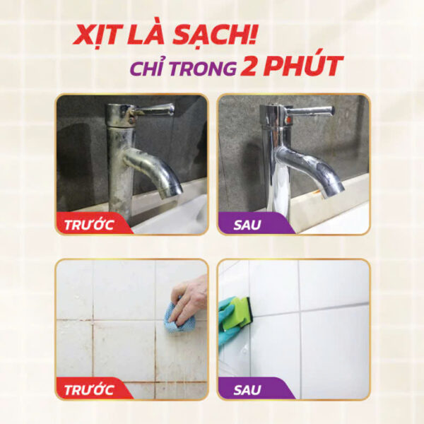  Siêu tẩy cặn Canxi Obay 450ml ( tẩy vách kính, sen vòi, lavabo, chậu rửa bát…) 