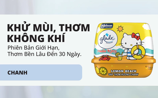  GLADE Sáp Thơm Phiên Bản Giới Hạn Hello Kitty Khử Mùi Lưu Hương Bền Lâu 180g 