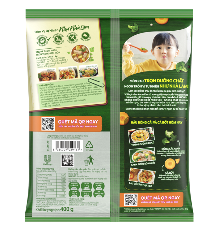  Hạt nêm Knorr Thịt Thăn, Xương Ống & Tủy 400g - Tặng Knorr Thịt thăn xương ống 65g 