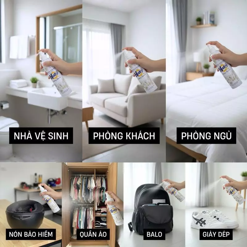  Xịt Vải & Khử Mùi 250ml HABY – Hương Thơm Tươi Mát, Lưu Hương Lâu, Khử Mùi Cực Hiệu Quả 
