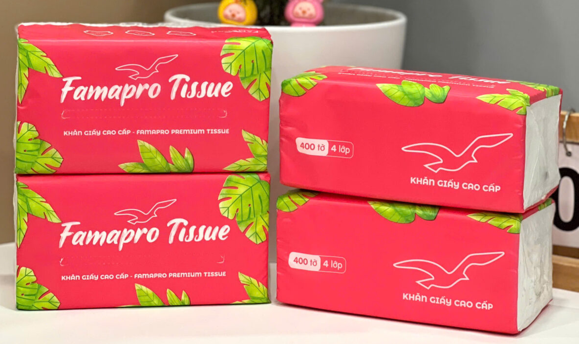  Khăn Giấy Ăn Cao Cấp Famapro Tissue (Dạng Trung) Thiết Kế 4 Lớp 