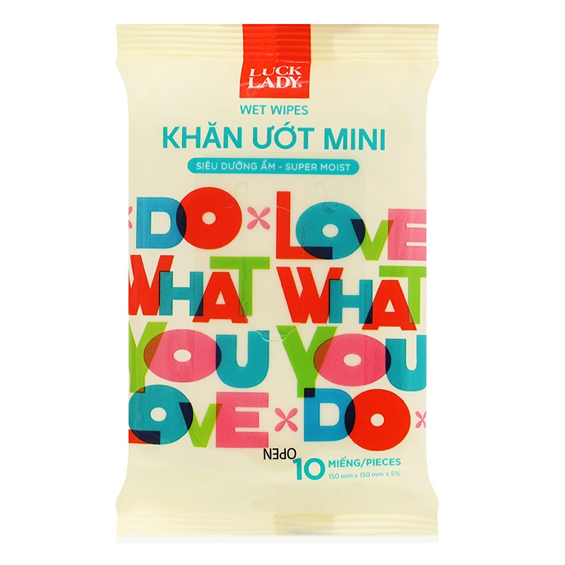  Khăn ướt mini LUCK LADY không mùi túi 6 gói (gói 10 miếng) Màu ngẫu nhiên 