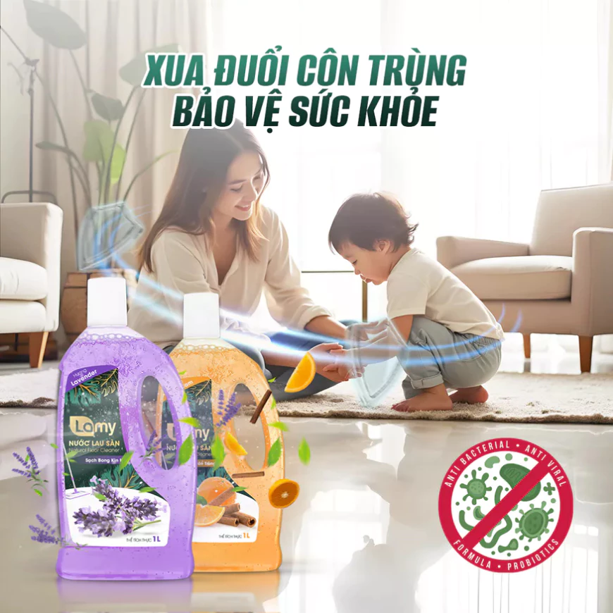  Nước Lau Sàn Nhà Lamy 1L Sạch Nhanh Đuổi Muỗi Kiến Cho Sàn Gỗ Gạch Men Hương Thơm Dịu 
