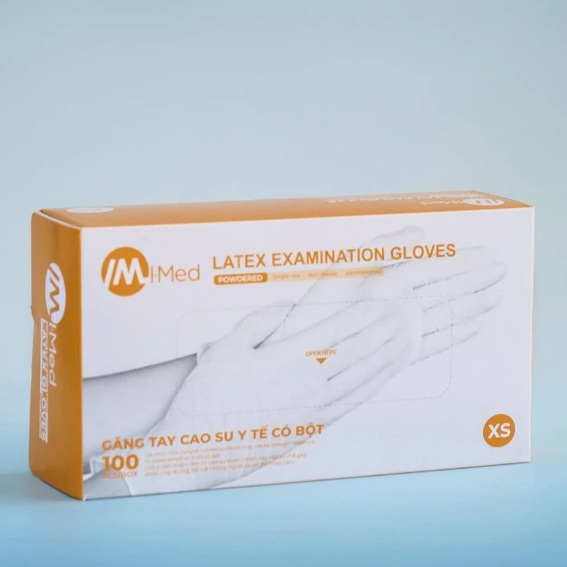  Găng tay cao su y tế Imed Latex có bột 4.9g 100 chiếc/hộp 