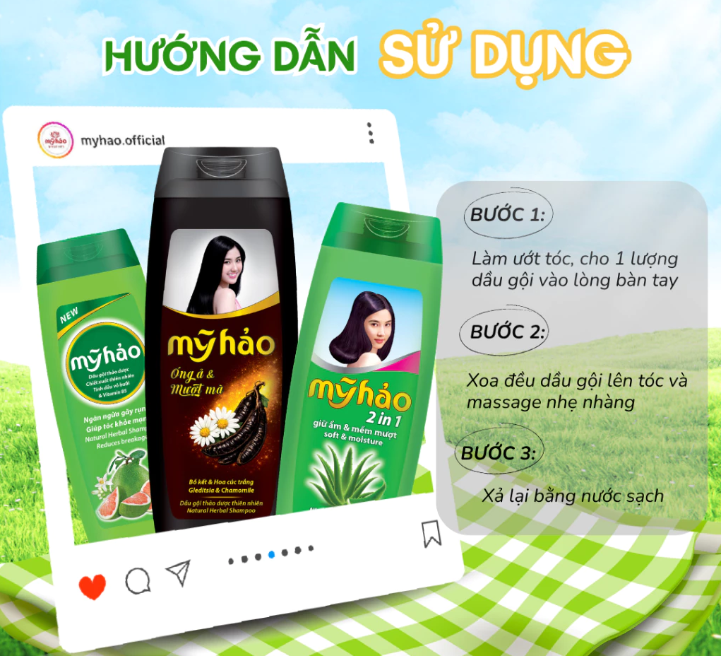  Dầu Gội Chiết Xuất Thiên Nhiên Mỹ Hảo Dưỡng Tóc Khỏe, Ngăn Gãy Rụng 360 ml 