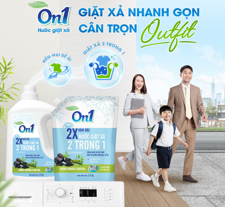  Nước Giặt Xả On1 Hương Bamboo Charcoal 2.6-3.2-3.3L 